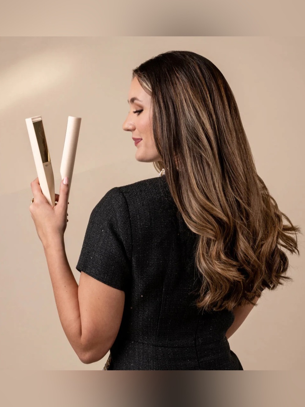 Tyme Pro Metallic Rose Gold Travel Hair Straightener and Curling Iron in one
